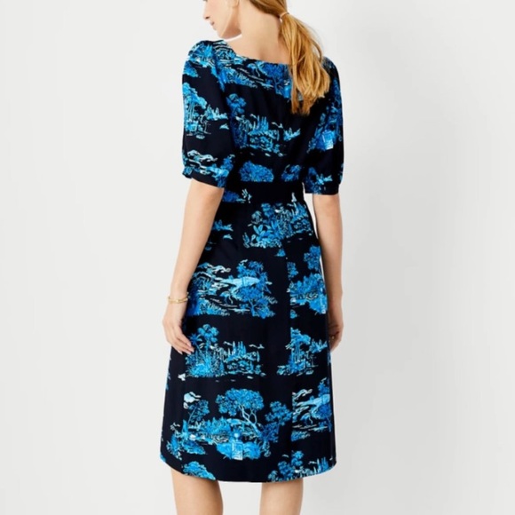 Ann Taylor Floral Toile Square Neck Shift Dress - Picture 9 of 9